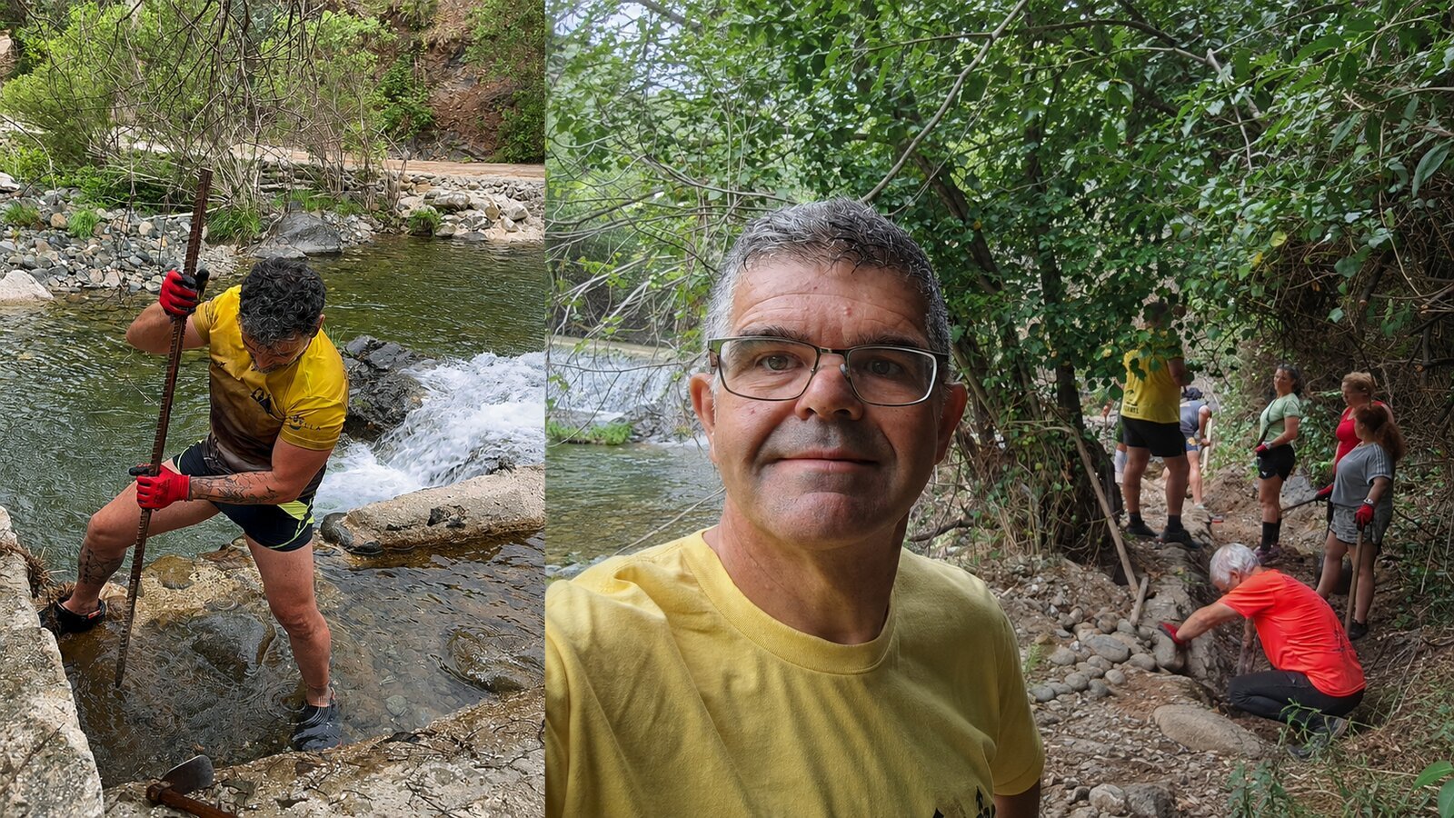 Voluntarios trabajando en la limpieza de un cauce